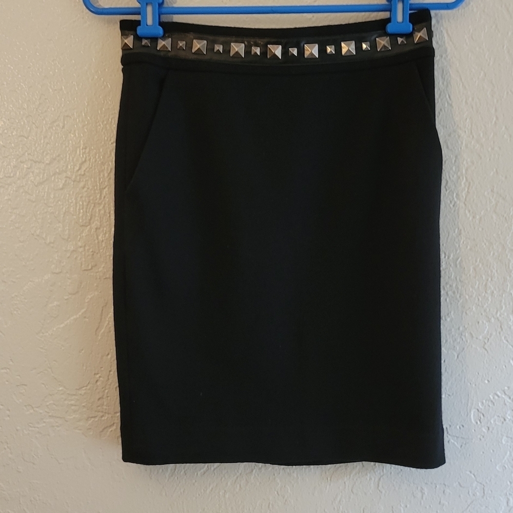 Tory Burch Sylvia Wool Leather Skirt Size XS